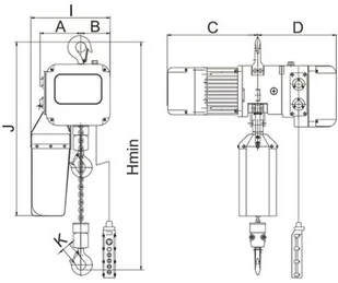 339 33971038 Wciągnik łańcuchowy elektryczny + wózek z silnikiem elektrycznym udźwig 5 T wysokość podnoszenia 6 m zakres 180-239 mm) 71038-uniw - Wciągarki - miniaturka - grafika 3