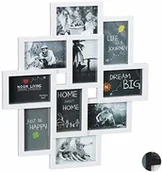 Ramki na zdjęcia - NA Relaxdays ramka kolaż, 10 zdjęć, format pionowy lub poziomy, ramka z tworzywa sztucznego, wys. x szer. 55 x 50 cm, biała - miniaturka - grafika 1