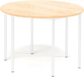 Meble do szkół i przedszkoli - AJ Produkty Stół SONITUS, okrągły, 1200x900 mm, linoleum beż, biały - miniaturka - grafika 1