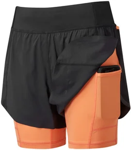 RONHILL RONHILL Spodenki biegowe damskie TECH ULTRA TWIN SHORT czarno-pomarańczowe - Spodnie sportowe damskie - miniaturka - grafika 2