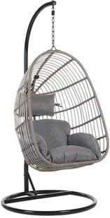 Beliani Fotel wiszący ze stojakiem rattanowy szary CASOLI - Fotele ogrodowe wiszące - miniaturka - grafika 3