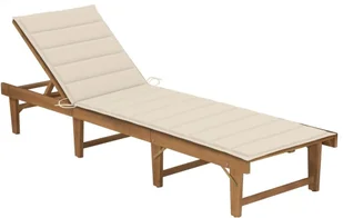 vidaXL Składany leżak z poduszką lite drewno akacjowe 3064164 - Leżaki ogrodowe - miniaturka - grafika 16