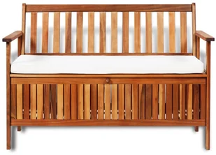 vidaXL Ławka z drewna akacjowego ze schowkiem, 120 x 63 x 84 cm vidaXL - Ławki do przedpokoju - miniaturka - grafika 3