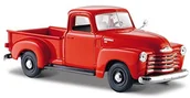 Kolekcjonerskie modele pojazdów - Maisto Chevrolet 3100 Pickup '50: nadania modelu samochodu 1: 24, drzwi i maski silnika do otwierania, gotowy model, 20 cm, czerwono-pomarańczowy (531952) - miniaturka - grafika 1