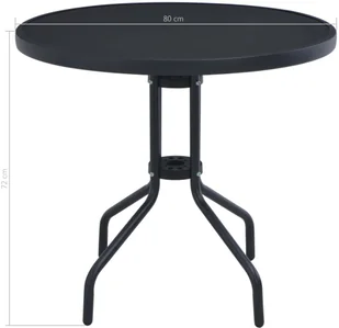 vidaXL Stolik ogrodowy, czarny, 80 cm, stal i szkło - Stoły ogrodowe - miniaturka - grafika 4
