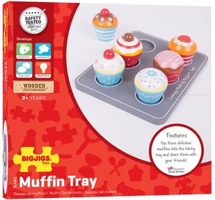 Bigjigs Toys Drewniana tacka z Muffinkami BJ465 714001 - Zabawki AGD - miniaturka - grafika 5