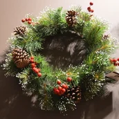 Ozdoby bożonarodzeniowe - Kaemingk wieniec 689164 glenmore, matowe, Soft  i twardego PCW drutów Mix, od wewnątrz, średnica 50 cm 689164 - miniaturka - grafika 1