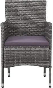 vidaXL Krzesła ogrodowe, 2 szt., rattan PE, szare - Fotele i krzesła ogrodowe - miniaturka - grafika 4