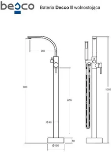 PMD Piramida Bateria wannowa wolnostojąca DECCO II, czarny mat BW-DII-CZ - Baterie wannowe i prysznicowe - miniaturka - grafika 5