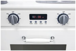 Mamabrum Biała drewniana kuchnia z fartuszkiem, akcesoriami i lampą LED WOODEN KITCHEN 133 - Zabawki AGD - miniaturka - grafika 7