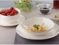 Talerze - Talerz głęboki do zupy porcelana kremowa Bella Złota Linia 20 cm - miniaturka - grafika 1