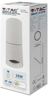 v-tac Oprawa V-TAC Aluminiowa GU10 Okrągła Natynkowa Tuba Biała VT-804 - Oprawy, klosze i abażury - miniaturka - grafika 3