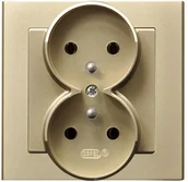 Gniazdka elektryczne - LEDart podwójne z uziemieniem, z ramką - Ospel Sonata GP-2RZ/39, kolor szampański złoty, 16A/250V - miniaturka - grafika 1