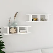 Półki do salonu - VidaXL Lumarko Półki ścienne, 2 szt., białe, 78x18x20 cm, płyta wiórowa 807187 VidaXL - miniaturka - grafika 1