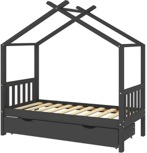 VidaXL Lumarko Łóżko dziecięce z szufladą, ciemnoszare, lita sosna, 80x160 cm 322152 VidaXL - Łóżeczka i kojce - miniaturka - grafika 2