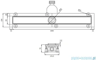 Omnires Lowfix odpływ liniowy z maskownicą do wklejenia płytek 100 cm czarny LOWFIX100TBL - Syfony - miniaturka - grafika 2