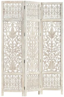 vidaXL vidaXL Parawan 3-panelowy, rzeźbiony, biały, 120x165 cm, drewno mango - Parawany - miniaturka - grafika 6