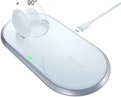 Ładowarki do telefonów - Apple Choetech Choetech ładowarka bezprzewodowa Qi 2w1 do smartfonów / Watch ze stojakiem (MFI) USB Typ C biały (T317) T317 - miniaturka - grafika 1