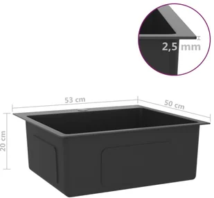 vidaXL Lumarko Ręcznie robiony zlew kuchenny z otworem na kran, czarny, stal 51515 - Zlewozmywaki - miniaturka - grafika 10