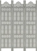 Parawany - vidaXL vidaXL Parawan 3-panelowy, rzeźbiony, szary, 120x165 cm, drewno mango - miniaturka - grafika 1