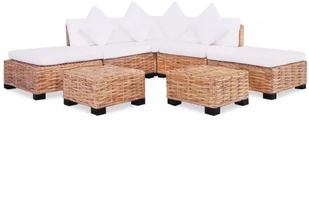 vidaXL Zestaw wypoczynkowy, 18 elementów, naturalny rattan - Meble ogrodowe - miniaturka - grafika 9