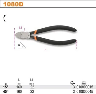 Beta SZCZYP.TNĄCE.BOCZ.DO TW.SZT.45STOPNI 1080D/45 - Kombinerki i obcęgi - miniaturka - grafika 2