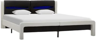vidaXL Rama łóżka z LED, biało-czarna, sztuczna skóra, 120 x 200 cm - Łóżka - miniaturka - grafika 2