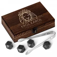 Pozostałe akcesoria barmańskie - Murrano Kamienie do whisky kostki w drewnianym opakowaniu grawer Lew ZEKOS-014 - miniaturka - grafika 1