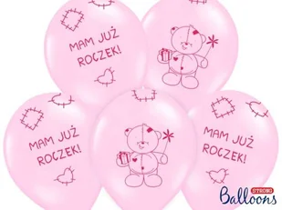 Strong Balony, "Mam już roczek", 14", Strong, różowy, 6 szt. - Baby shower i roczek - miniaturka - grafika 2