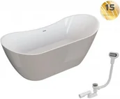 Wanny - Polimat Wanna wolnostojąca 180x80x73,5 cm/230L akrylowa ,BIAŁA /POPIEL POŁYSK 00403 - miniaturka - grafika 1