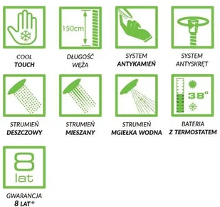 Laveo Kolumna natryskowa Kvadrato z baterią termostatyczną PLQ 00TD - Zestawy prysznicowe - miniaturka - grafika 2