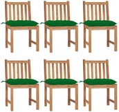 Fotele i krzesła ogrodowe - vidaXL Krzesła ogrodowe 6 szt., z poduszkami, lite drewno tekowe! 3073135 - miniaturka - grafika 1