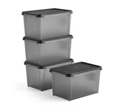 Pojemniki biurowe - AJ Produkty Pojemnik plastikowy DRY z pokrywką, 50 L, 4 szt., 600x400x350 mm, wodoszczelny - miniaturka - grafika 1