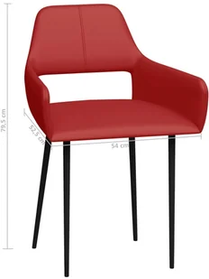 vidaXL Krzesła stołowe, 2 szt., czerwone, obite sztuczną skórą - Krzesła - miniaturka - grafika 7