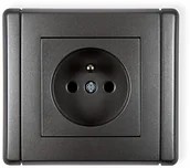 Wyłączniki światła i elektryczne - Karlik Flexi grafitowy gniazdo pojedyncze z uziemieniem 11FGP-1z 11FGP-1z - miniaturka - grafika 1