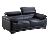 Sofy i kanapy - Vente-Unique Sofa 2-osobowa ze skóry MACELO - Czarny - miniaturka - grafika 1