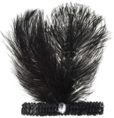 Stroje karnawałowe - Widmann Charleston opaska na czoło Opaska na włosy lat 50. czarnym ze sprężyną i cekinami Moulin SA-8668F - miniaturka - grafika 1