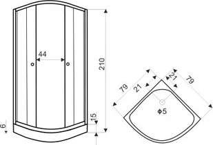 Novoterm Kabina półokrągła czterościenna 80x80 Classic White z baterią CLASSIC.WHITE-80 - Kabiny prysznicowe - miniaturka - grafika 4