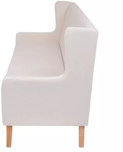 vidaXL 3-częściowy zestaw wypoczynkowy, materiałowy, kremowo-biały - Komplety wypoczynkowe - miniaturka - grafika 4