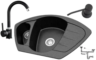 Zlewozmywak Zlew Granitowy Bateria Kuchenna Prosta - Zlewozmywaki z baterią - miniaturka - grafika 3
