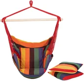 Fotele ogrodowe wiszące - Fotel wiszący z poduszkami 130x100cm hamak brazylijski multikolor HM047 - miniaturka - grafika 1