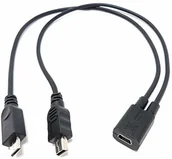 Kable USB - System-S System-S Kabel USB 2.0 rozdzielacz 25 cm gniazdo mini B na wtyczkę Mini B i Micro B 72333688 - miniaturka - grafika 1