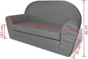 vidaXL vidaXL Sofa amerykanka dziecięca szara - Pufy i podnóżki - miniaturka - grafika 8