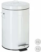Koszyki łazienkowe - Relaxdays kosz na śmieci z pedałem w stylu vintage, kosz na odpady do kuchni lub łazienki, metalowy kosz na śmieci z funkcją pedałowania, kosz na śmieci, biały, 12 l - miniaturka - grafika 1