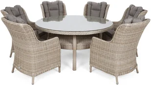 HOME &amp; GARDEN HOME & GARDEN Meble ogrodowe technorattanowe Bristol Round Elegant 150 cm Beige / Beige Melange 6+1 945513 - Meble ogrodowe - miniaturka - grafika 2