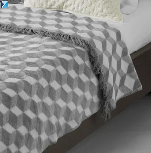 Koc 150/200 cm - KOSTKA ( biały / szary ) - Koce - miniaturka - grafika 6