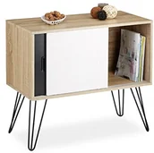 Kredensy - Relaxdays Kredens  retro, lata 60. wzornictwo, drewno, metal, komody, skandynawskim, wys. x szer. x gł.: 70 x 80 x 40 cm, czarno-biały 10020348 - miniaturka - grafika 1