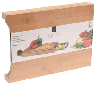 EH Excellent Houseware Deska do krojenia z wysuwaną tacą brązowa, 35x24 cm - Deski do krojenia - miniaturka - grafika 3