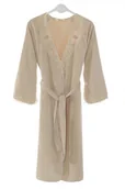 Szlafroki damskie - Soft Cotton Elegancki szlafrok DESTAN z koronką proszkowa L 30204 - miniaturka - grafika 1