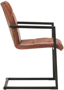 vidaXL Krzesła stołowe, wspornikowe, 6 szt., brązowe, skóra naturalna 3059812 - Krzesła - miniaturka - grafika 11